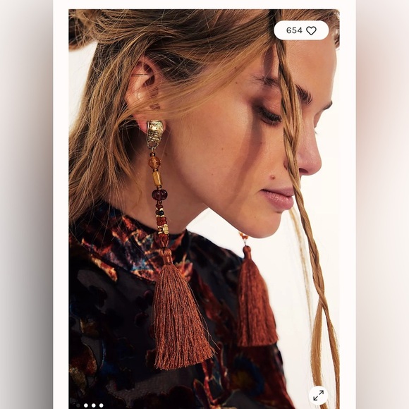 Free People Tassel Earrings - Gold and Brown - Picture 1 of 4